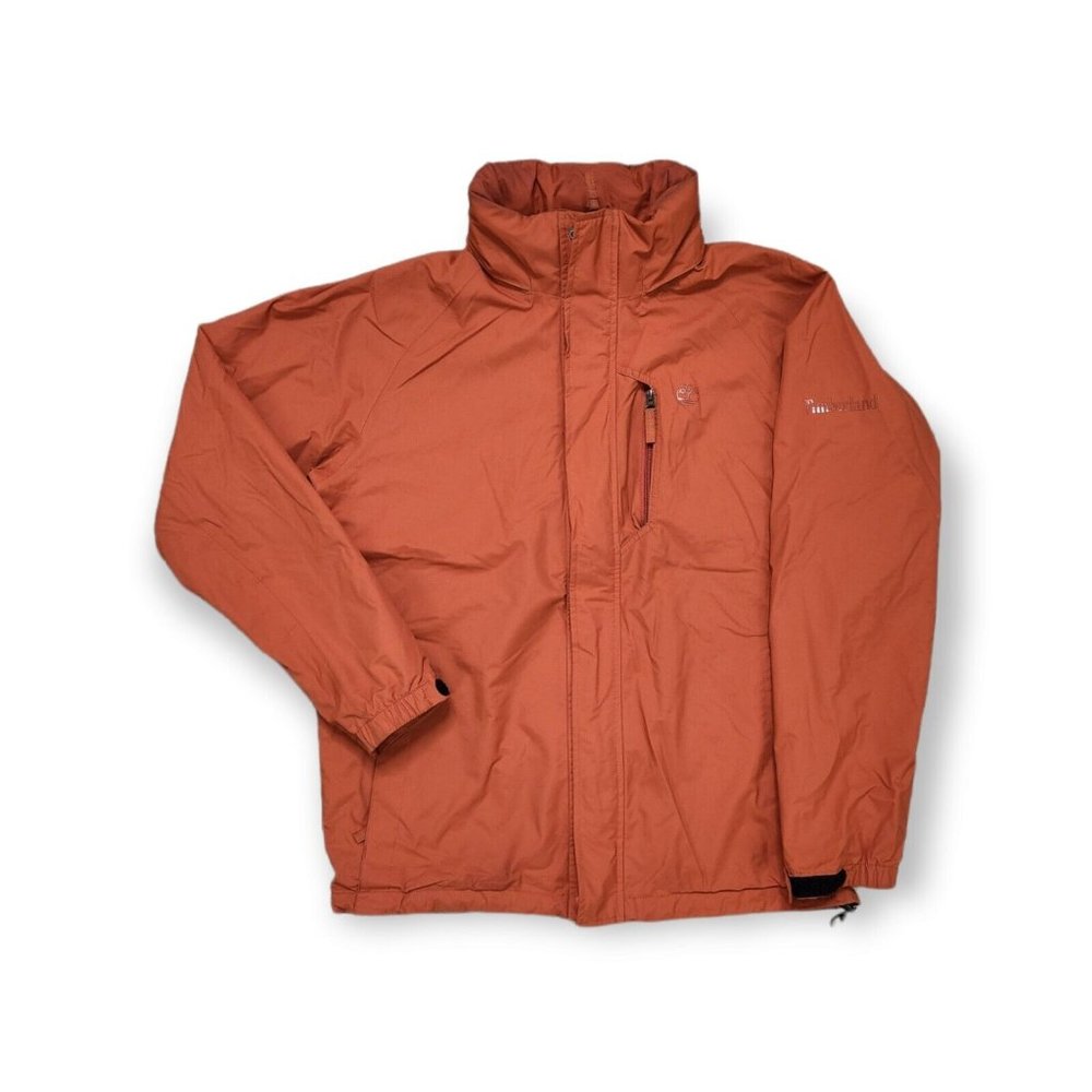 Timberland Waterproof Softshell Rain Hooded Zip Up Jacket Mens Small Orange